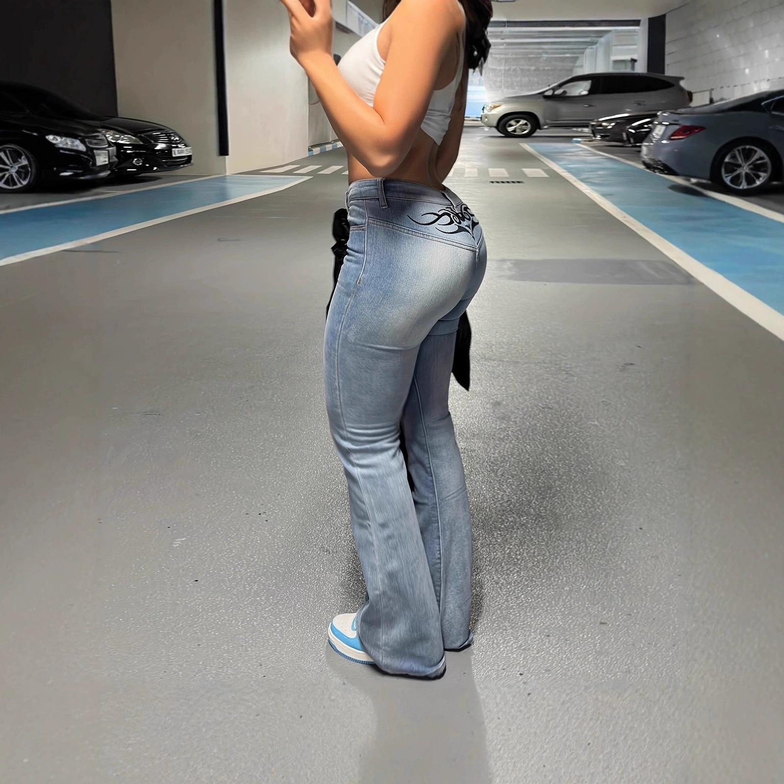 Street Vintage Hip Hop Printed Skinny Jeans