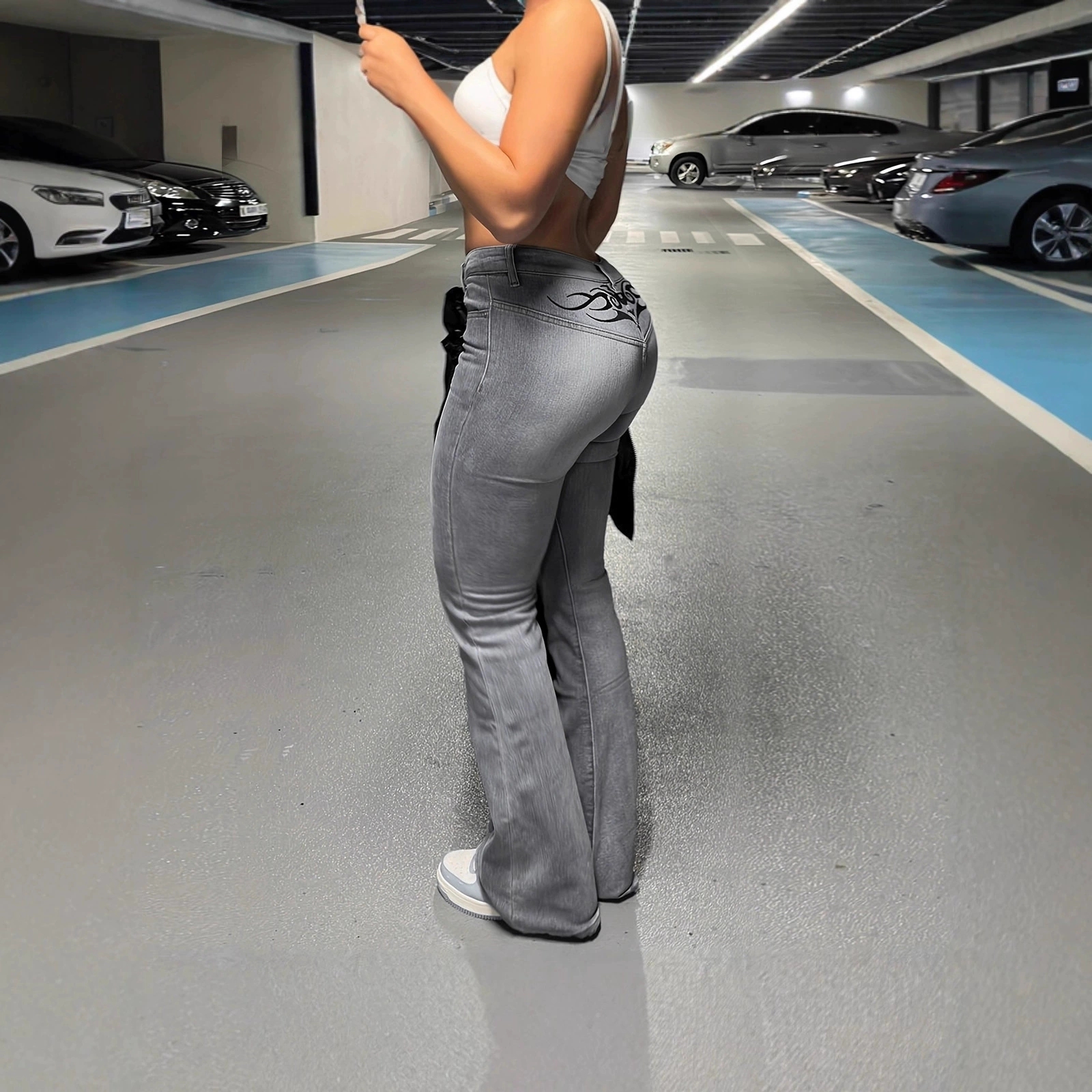 Street Vintage Hip Hop Printed Skinny Jeans thumbnail 2