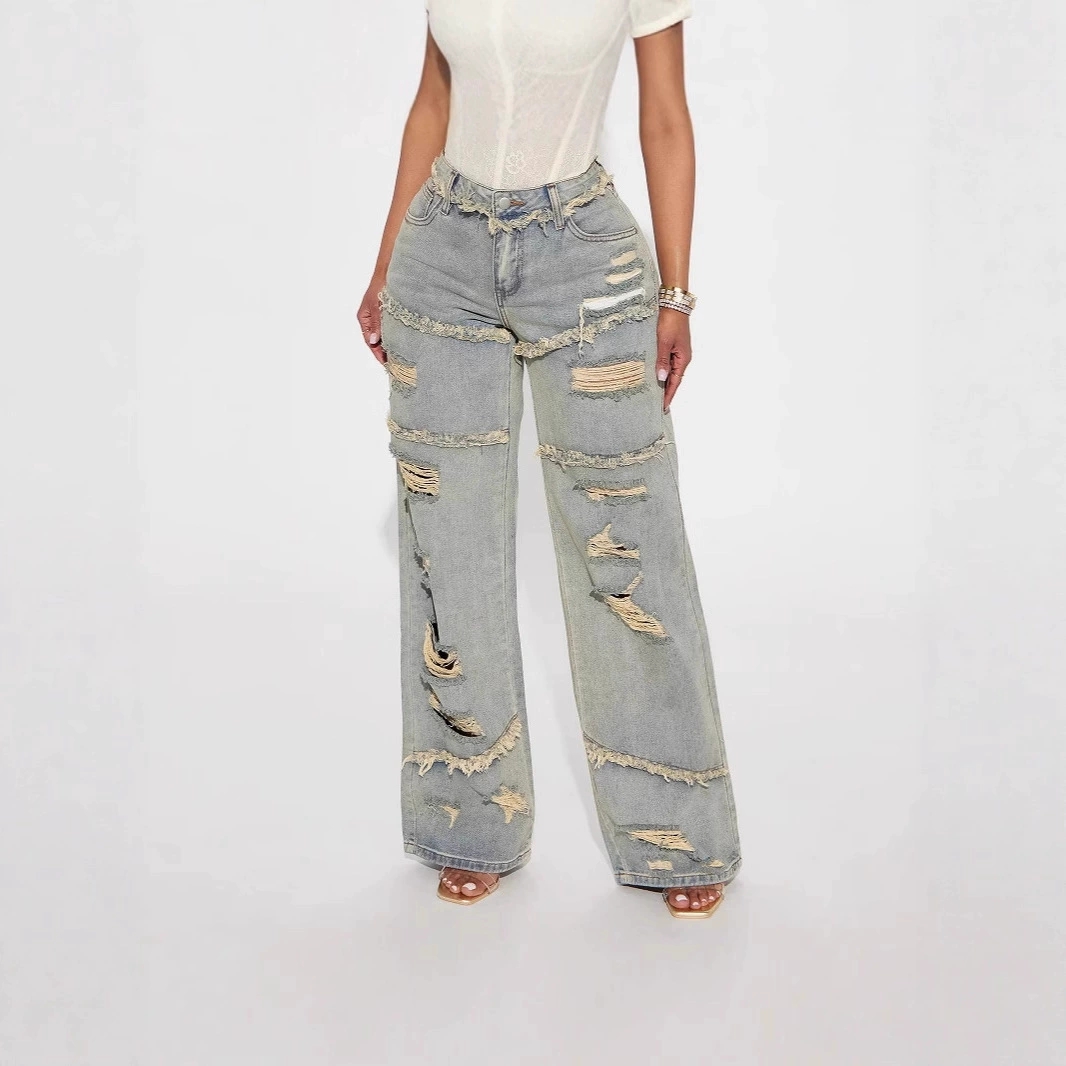 Vintage Washed Ripped Wide Leg Jeans thumbnail 2