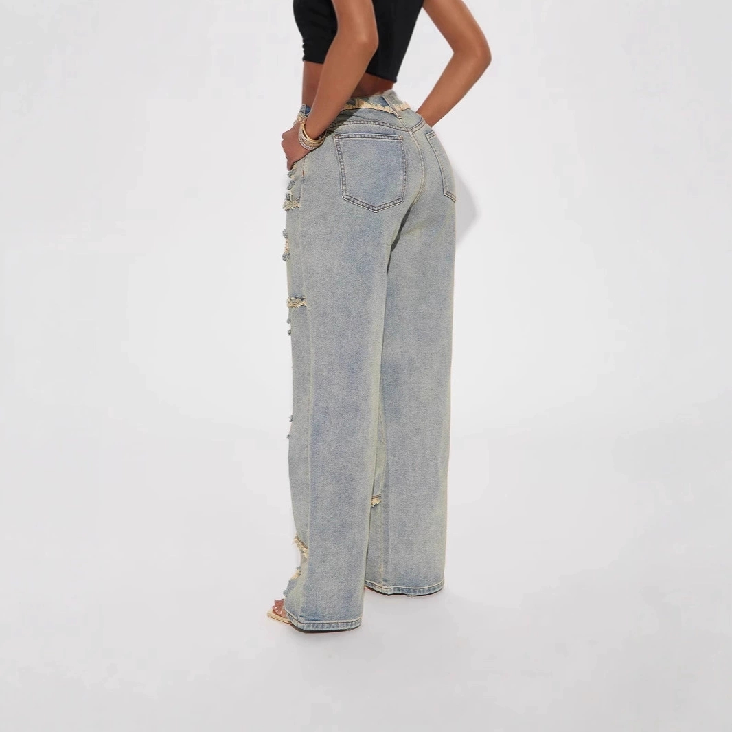 Vintage Washed Ripped Wide Leg Jeans thumbnail 3
