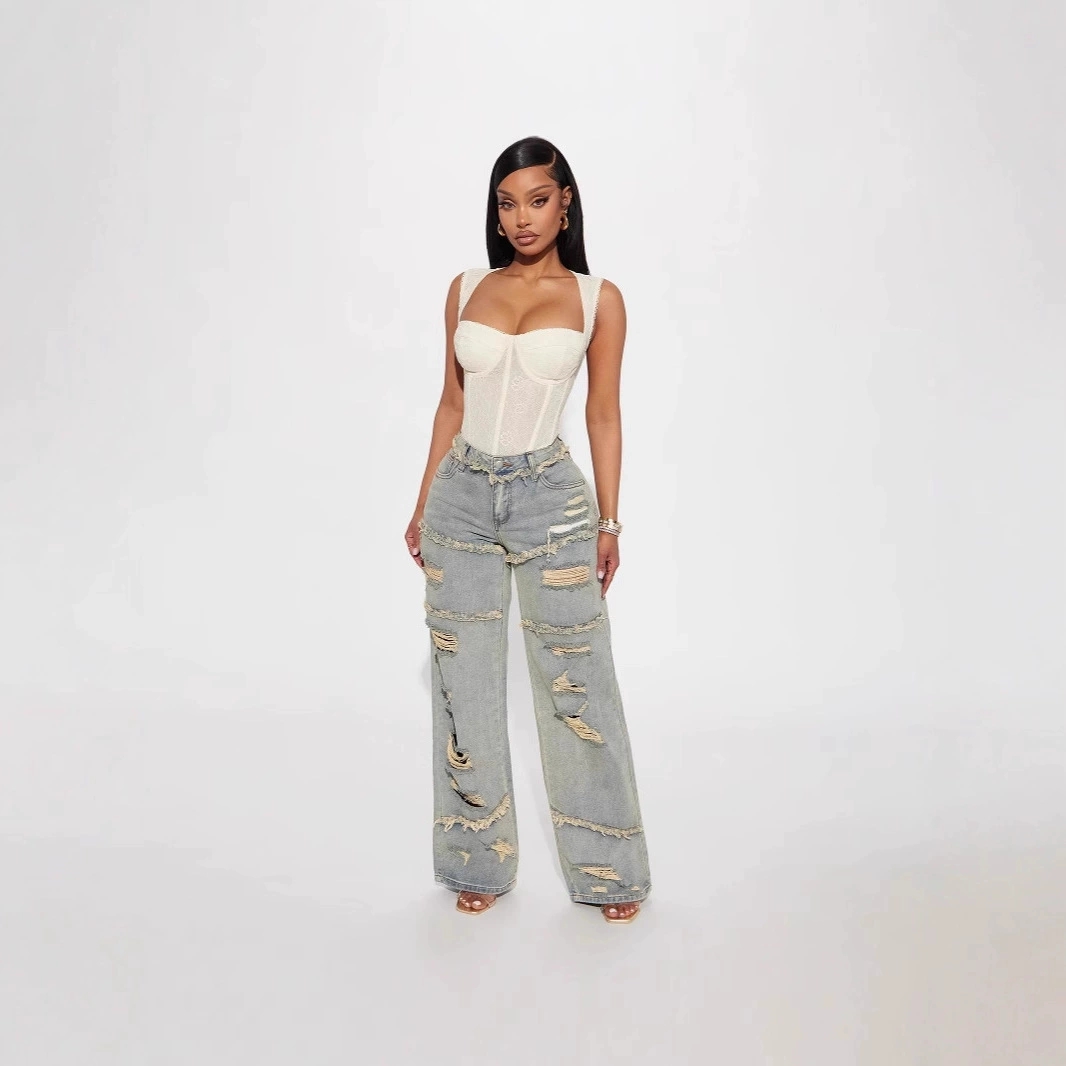 Vintage Washed Ripped Wide Leg Jeans thumbnail 4