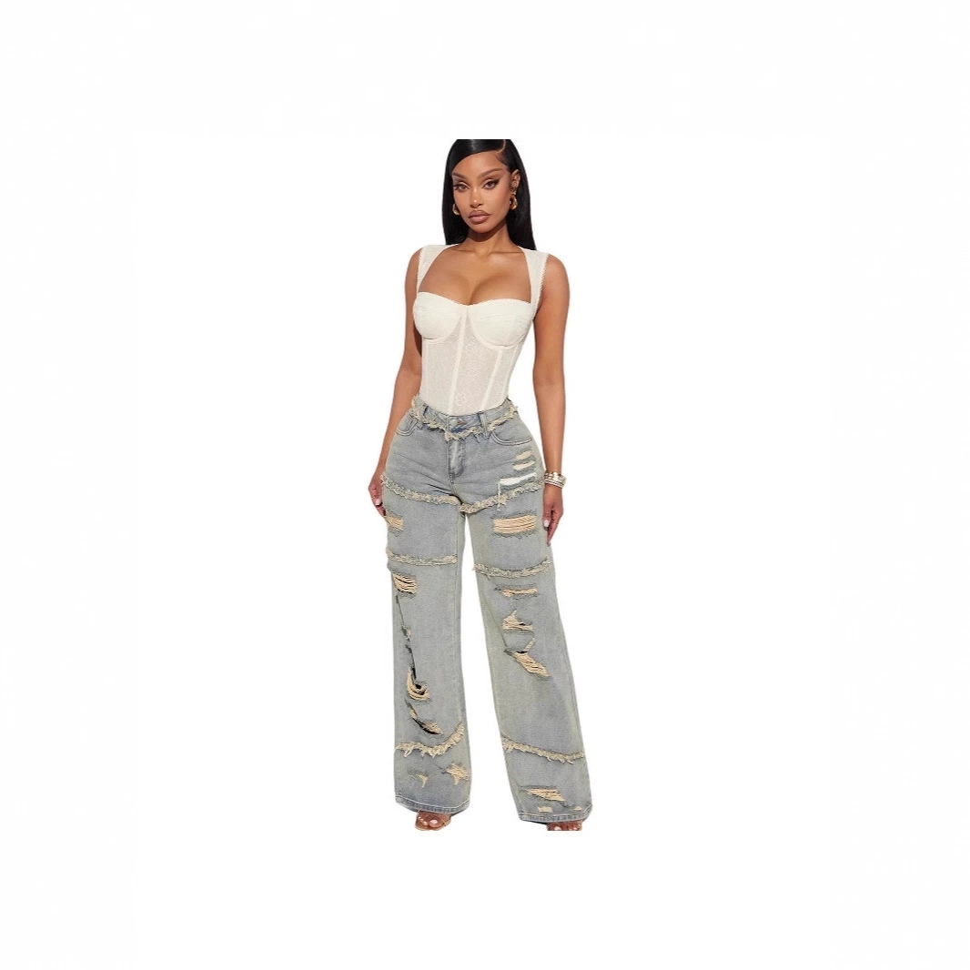 Vintage Washed Ripped Wide Leg Jeans thumbnail 5