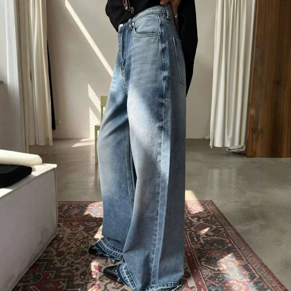 Washed Whisker Raw Hem Straight Jeans thumbnail 2