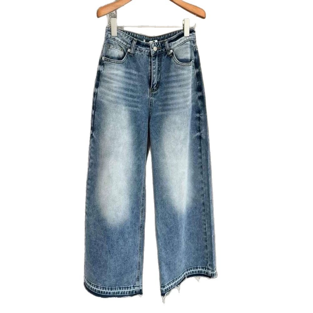 Washed Whisker Raw Hem Straight Jeans thumbnail 5