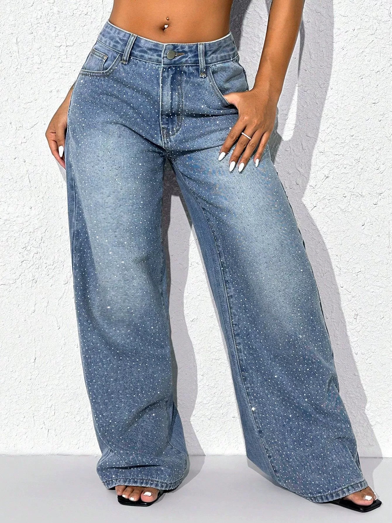 Rhinestone Street High Waist Jeans - Image 1