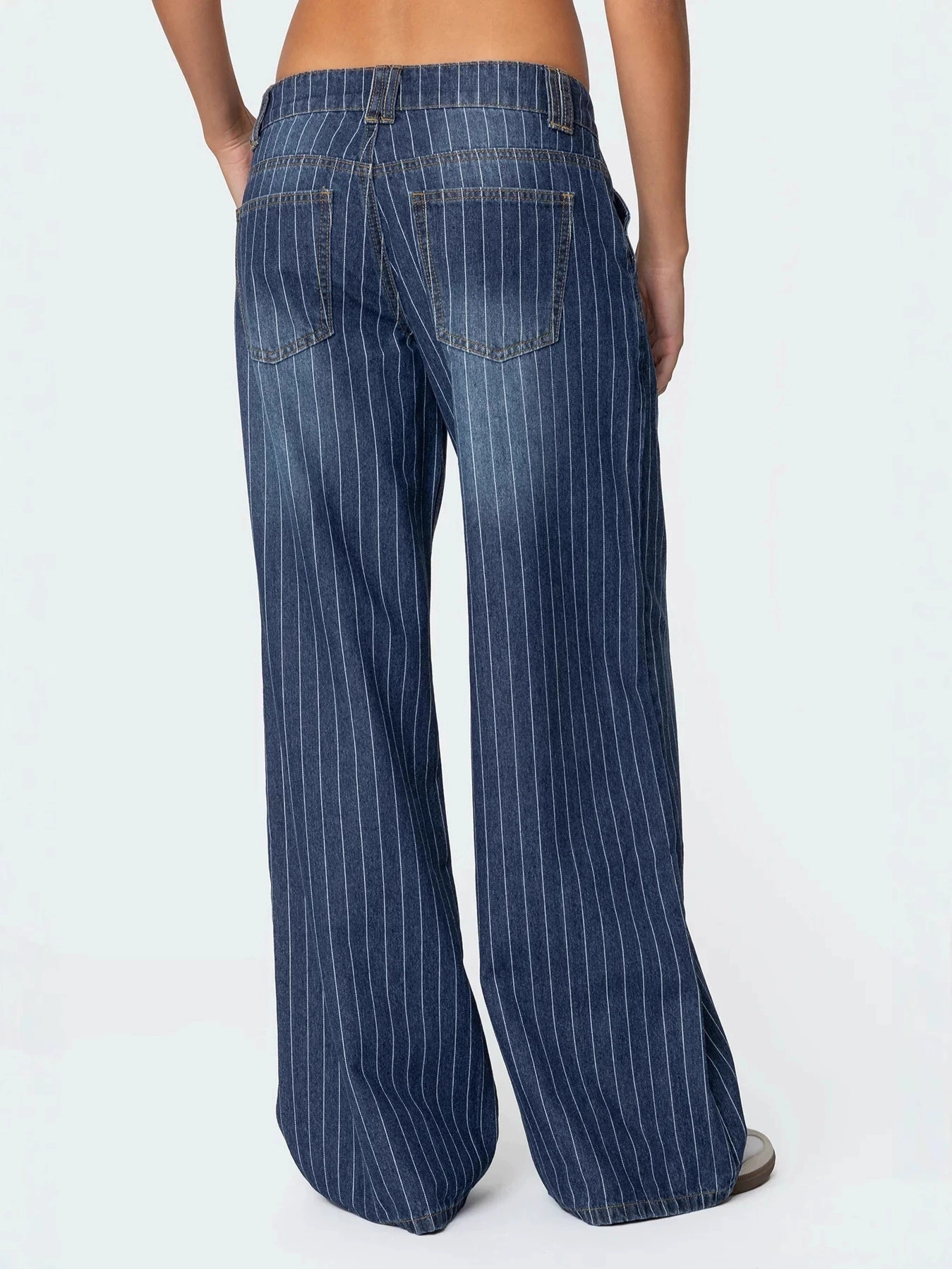 Blue Stripe Wide Leg Straight Jeans thumbnail 2