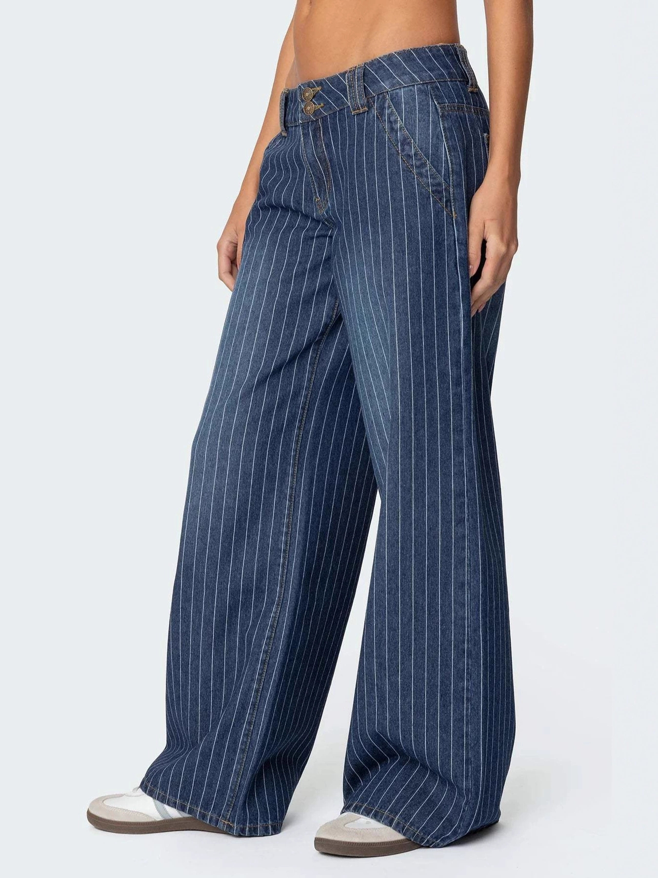 Blue Stripe Wide Leg Straight Jeans thumbnail 3