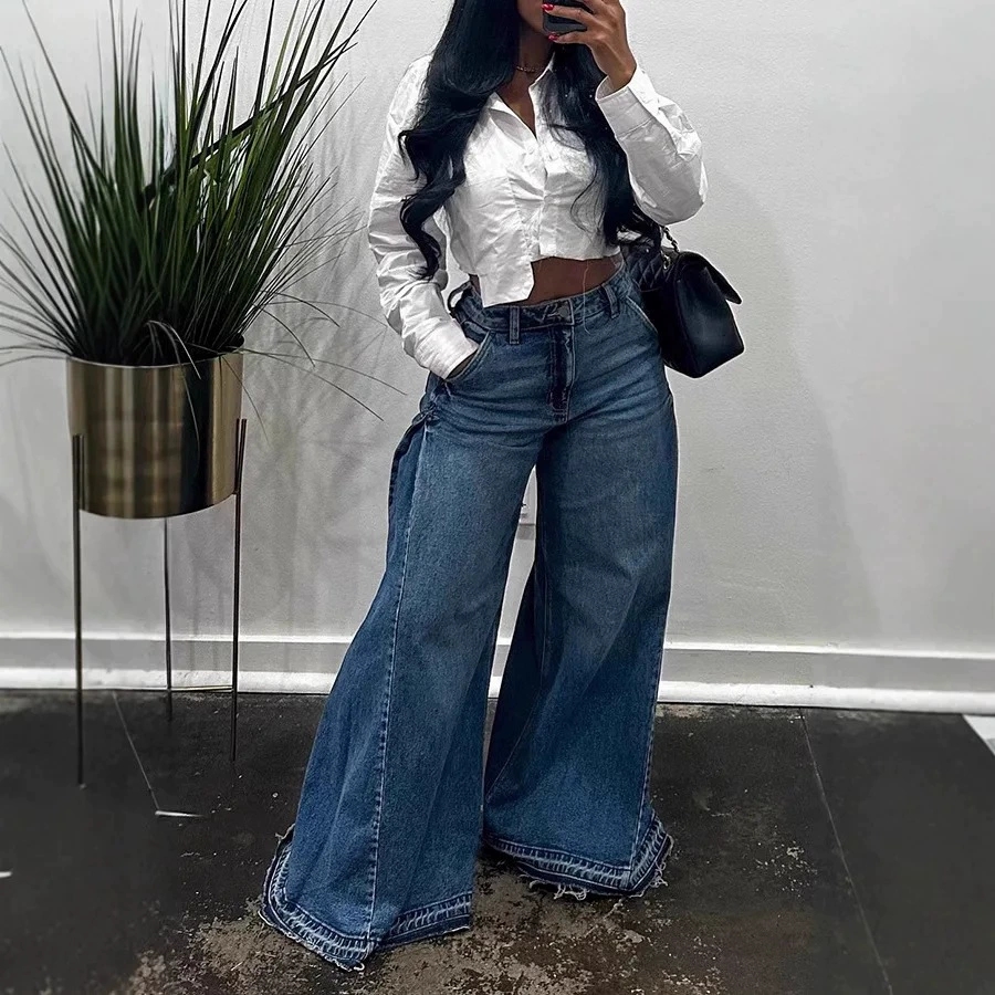Y2K Spliced Fringe Flare Jeans thumbnail 4